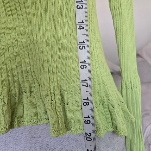 Philosophy Di Alberta Ferretti Sz 8 Ribbed Knit Yellow Stretch Cardigan Sweater - Picture 6 of 11